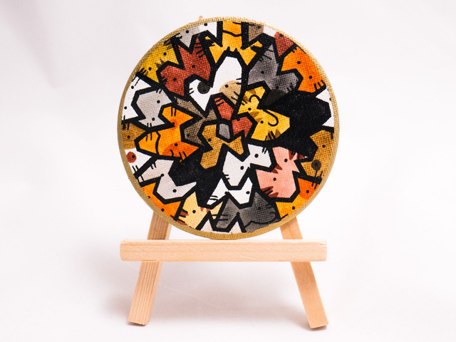 KOTY magnes ręcznie malowany, akwarela kształt koło