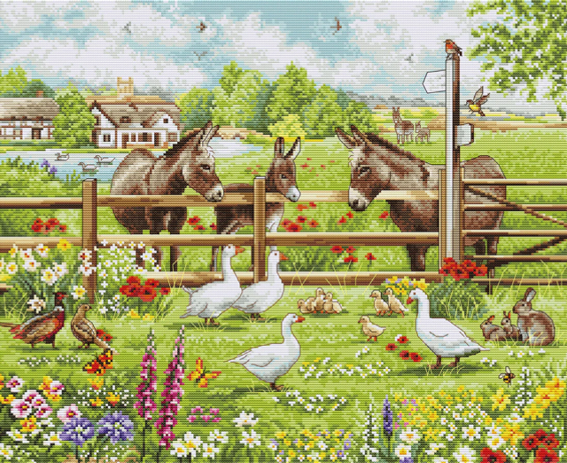 Cross Stitch Kit Luca-S - Donkeys&#039; Yard, BU5087