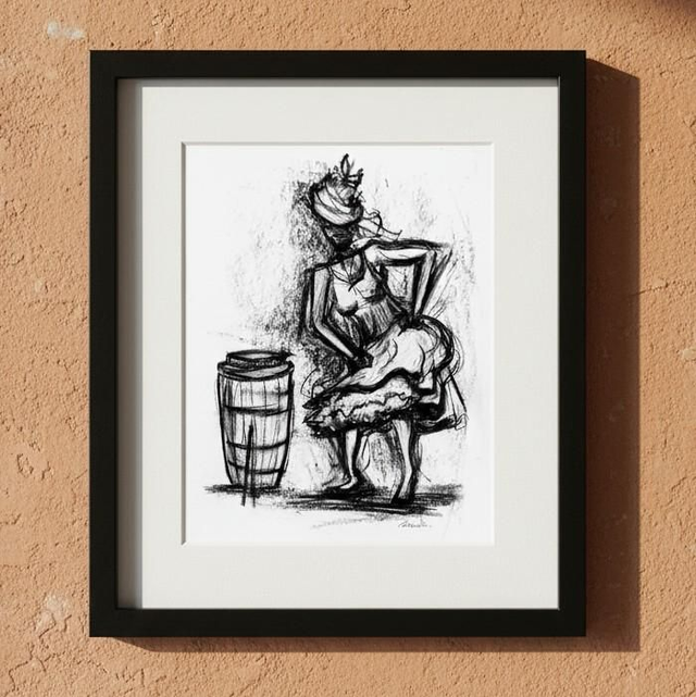 Fusain - La danseuse au tambour 