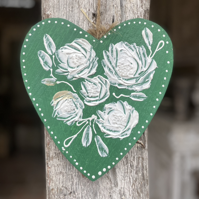 Cœur émeraude bouquet de roses
