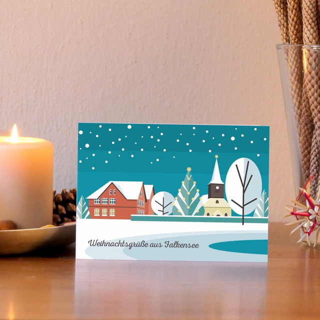 Weihnachts-Klappkarte &quot;Weihnachtsgrüße aus Falkensee&quot;