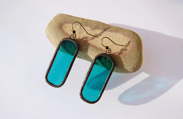 Boucles d'oreilles Cartouches ● Bleu mers