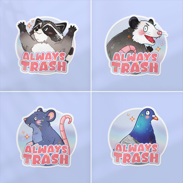 Stickers lamination holographique ALWAYS TRASH