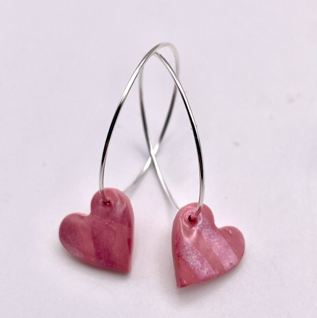 Pink heart hoops