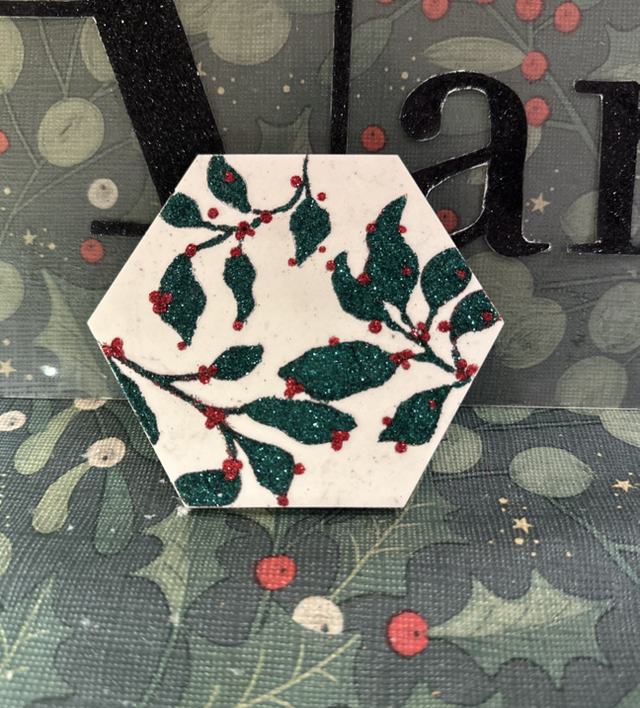 SET OF 2 GLITTER HEXAGONAL COASTERS