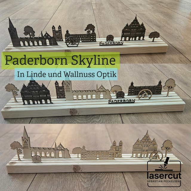 Paderborn Skyline zum selber gestalten in Linde / Wallnuss