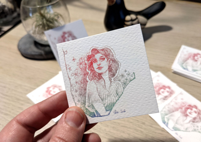 Flowers, Mini Exlibris sur papier texturé, format 6,5x6,5 cm