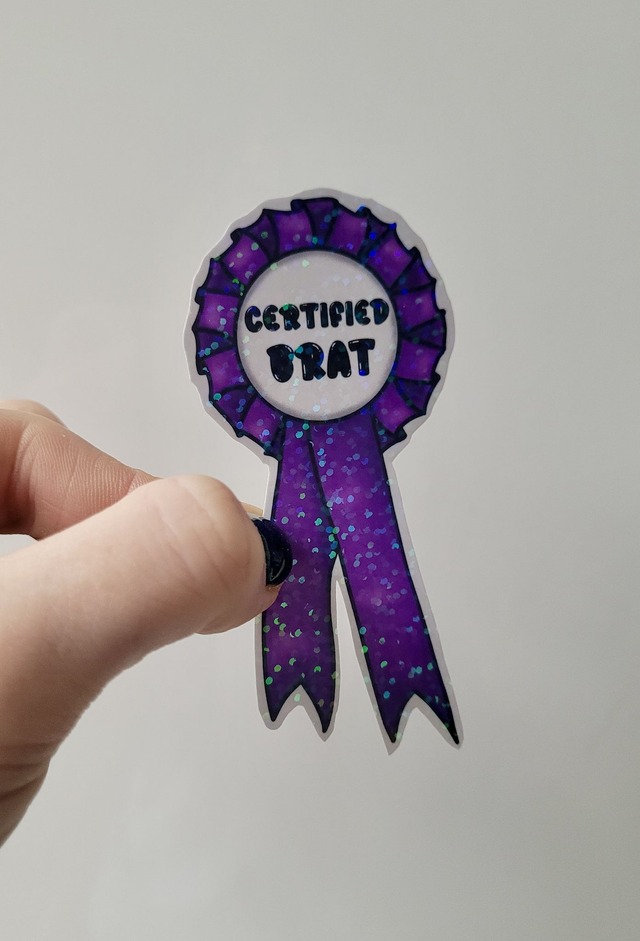 Certified Brat Rosette Sticker – Holographic Glitter Vinyl 