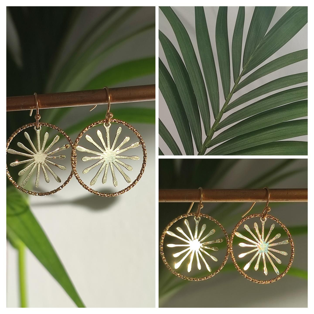 Z-Cercles ciselés &amp; étoiles en acier inoxydable doré -sans nickel 