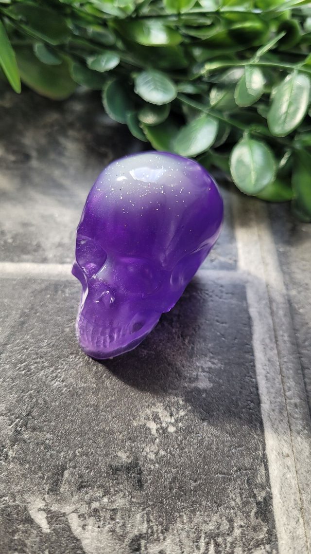 Skull Ornament - Medium - Purple with White Shimmer