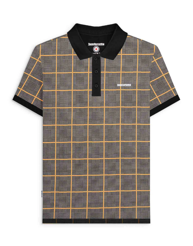 Lambretta SS4029 Prince of Wales Check Polo - Steel Grey