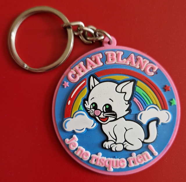 Porte-clés pvc Chat blanc