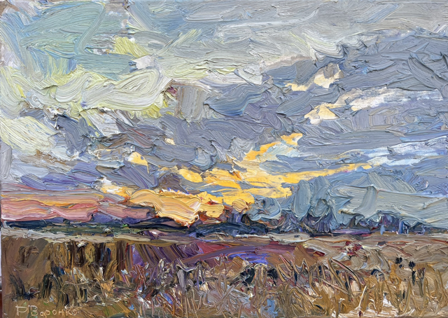 „Flüstern des feurigen Horizonts“ – Öl auf Leinwand, 50 × 70 cm | 2025