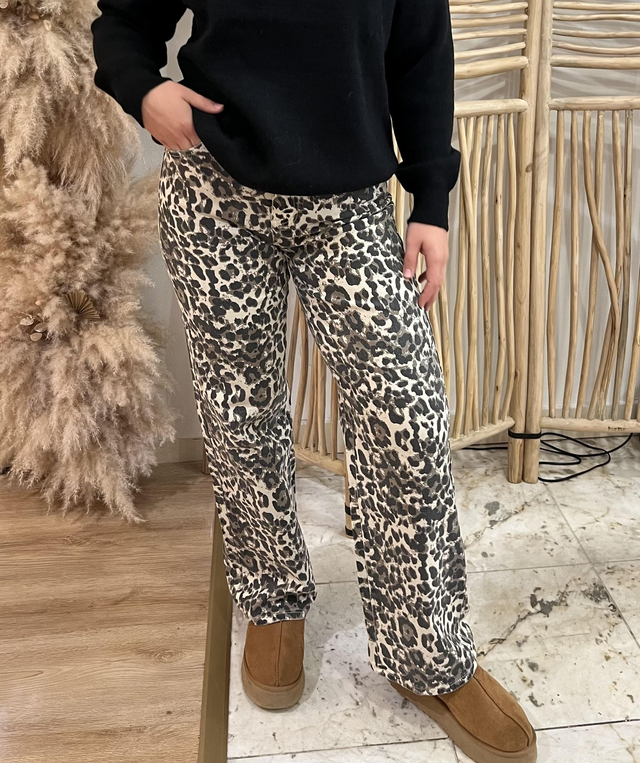 Redial Wide Leg Jeans Met Stretch Luipaard