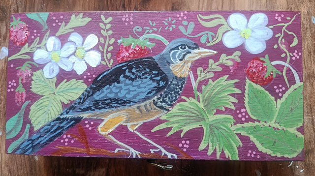 boîte en bois peinte à la main 20/10/5