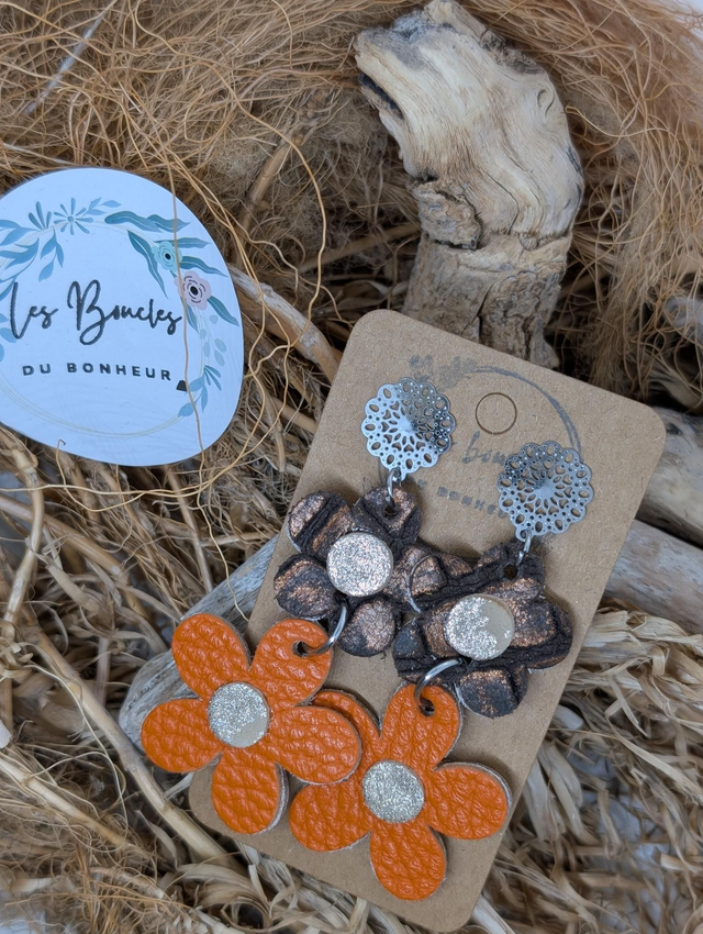 Boucles d&#039;oreilles Marguerite m1066 bronze orange