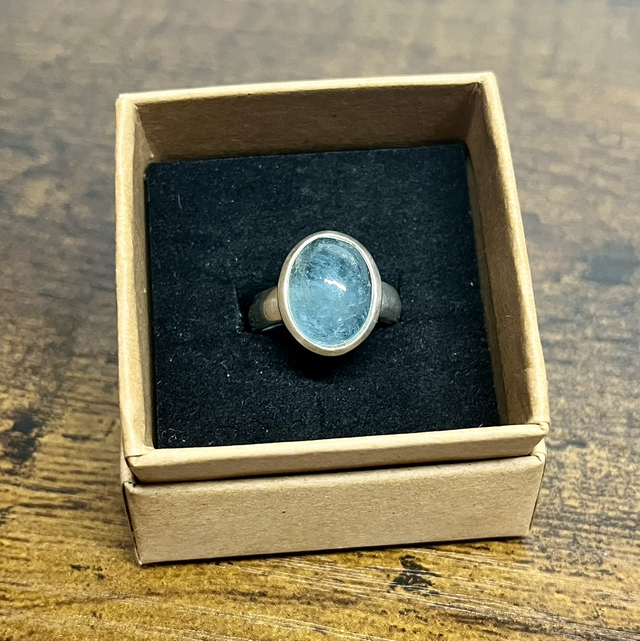 Bague en argent et Aigue Marine - Taille 56