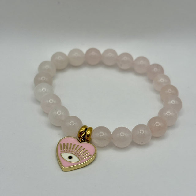 Bracelet quartz rose cœur 