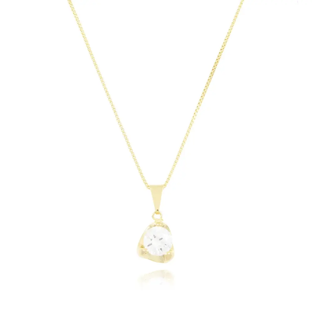 Colar Ponto de Luz Pedra G 45cm+5cm - Ouro