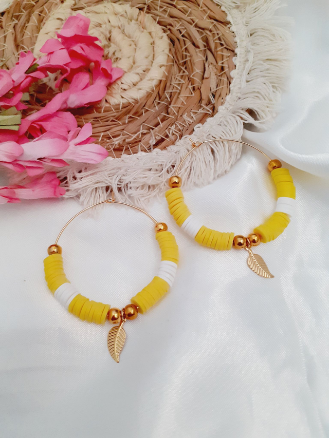 Boucles d'oreilles pendentif feuille 