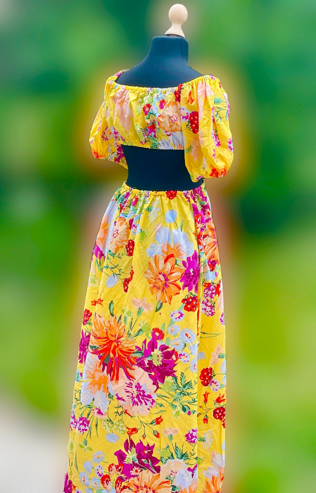 Robe Lisbon à motifs fleuris jaune