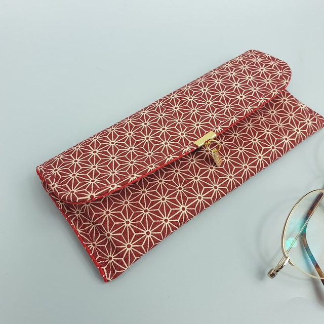 Étuis à lunettes sur mesure "Asanoha" rouge