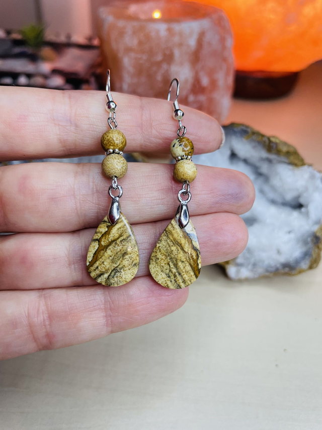 Boucles d'oreilles en JASPE PAYSAGE