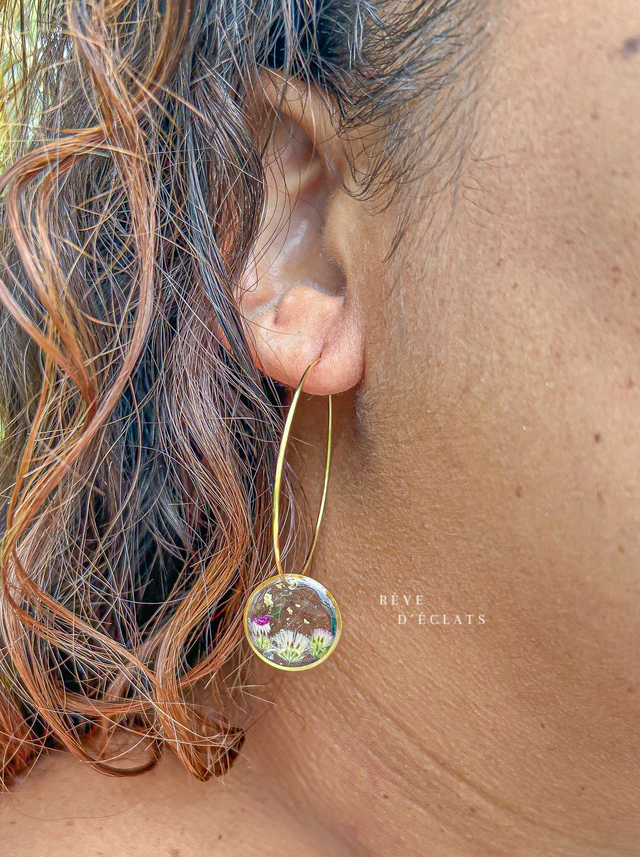 Boucles d'oreilles - Fleurs de radié albumine