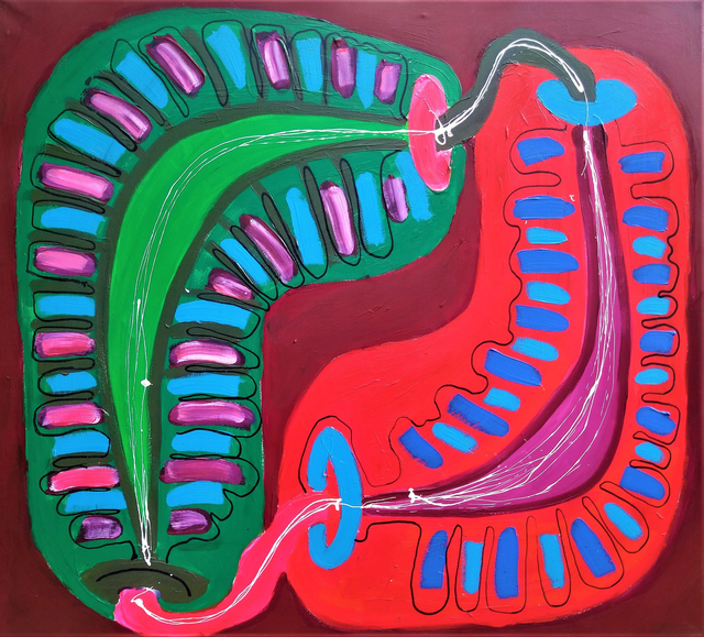 Układ zamknięty (69), 90x100 olej akryl płótno 2016