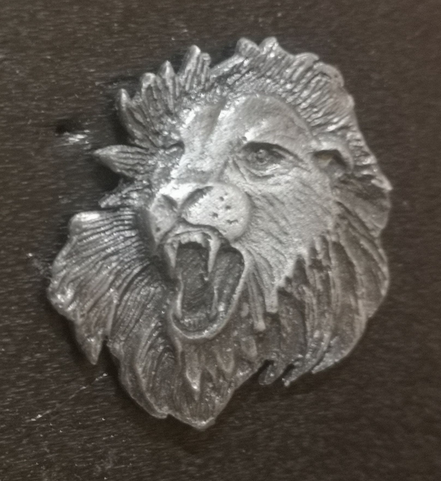 Pin Badge - Roaring Lion - Pewter
