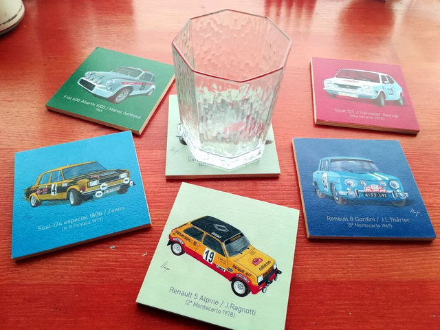 Artimotor Posavasos autos de los '70 - pack de 6 /madera natural