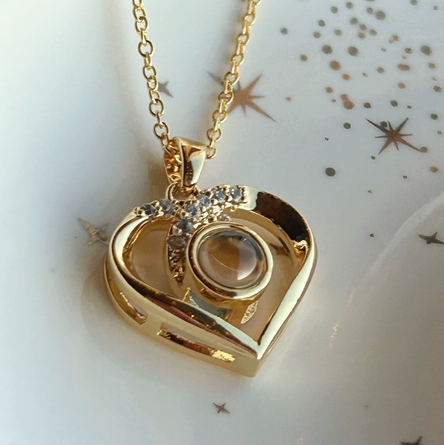 Projeksjonssmykke • gullbelagt • hjerte • 15mm