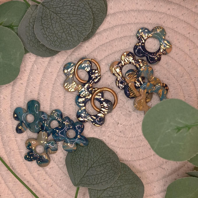 "Flora" beige et bleu