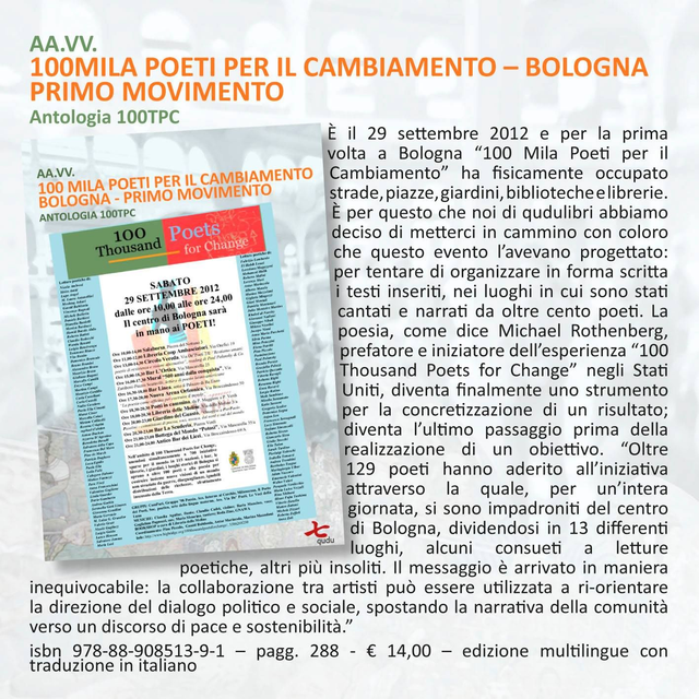 AA.VV. "100mila poeti per il cambiamento. Bologna, I movimento", qudulibri 2013