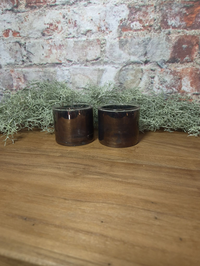 Windlicht bubbleglas zwart S