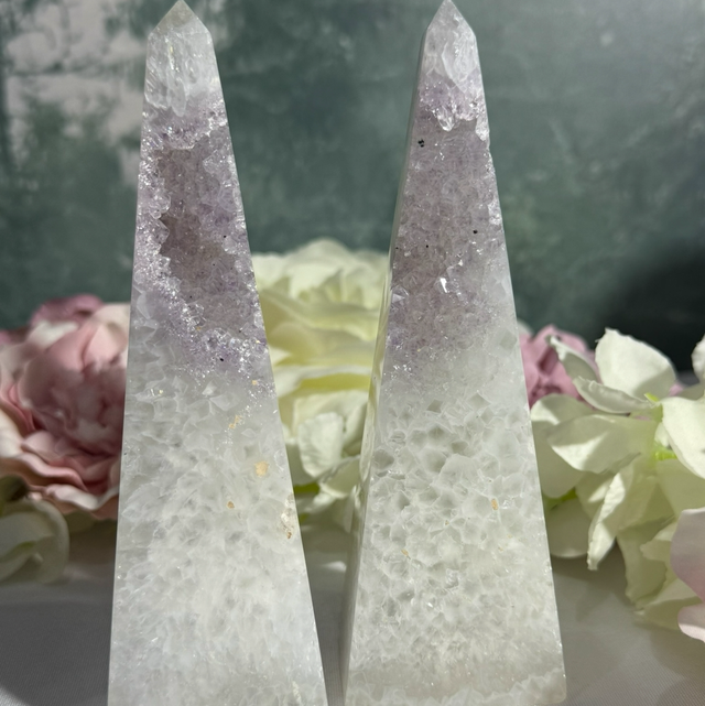 Twin Brazilian amethyst towers