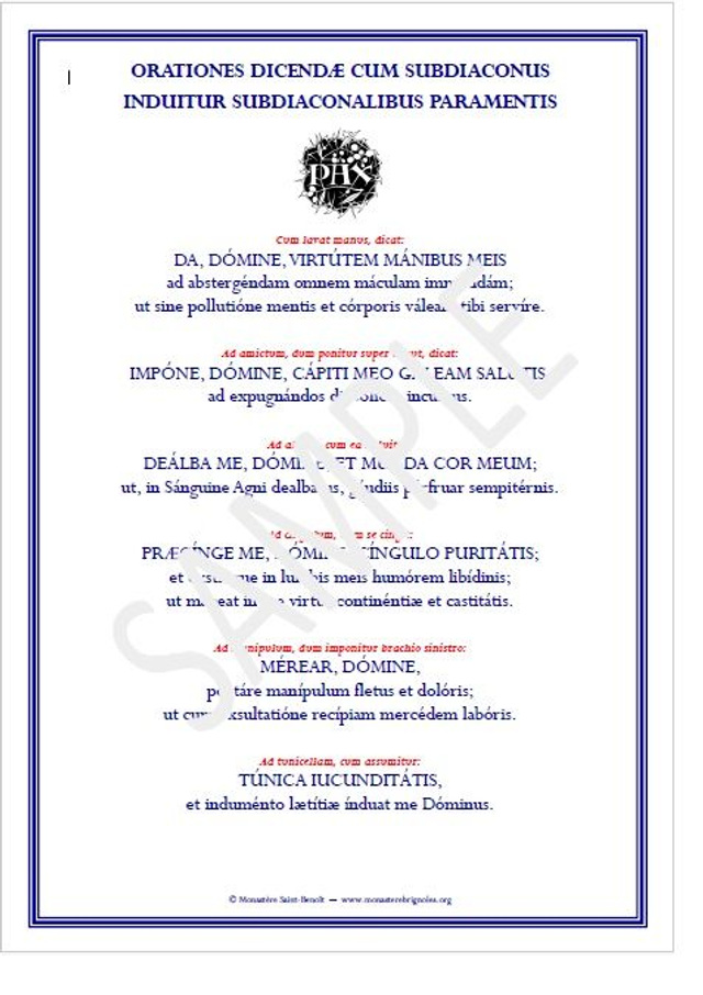 Cartes de prières d'investiture - Vesting prayer cards