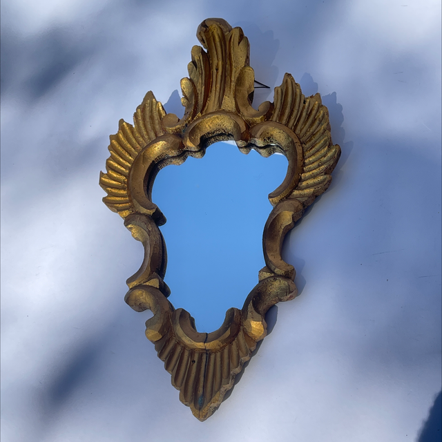 Florentiner ovaler Gold Spiegel aus Holz 