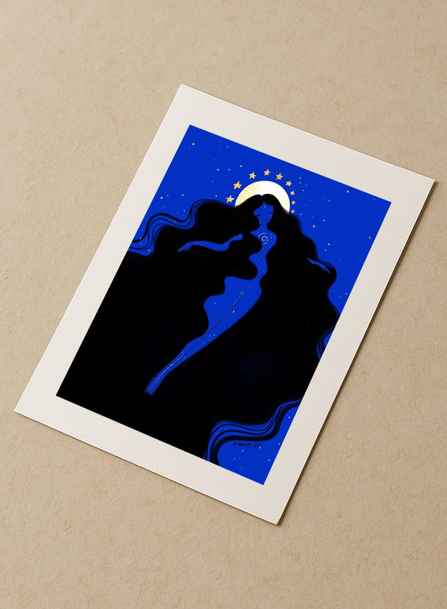 Danse avec le Cosmos - Tirage d'art rehaussé de doré