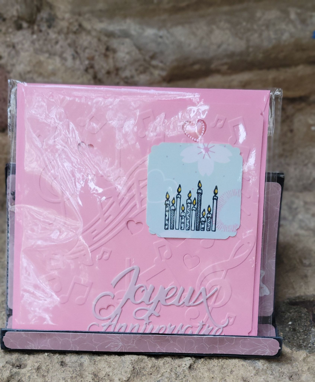 Carte d'anniversaire rose carrée