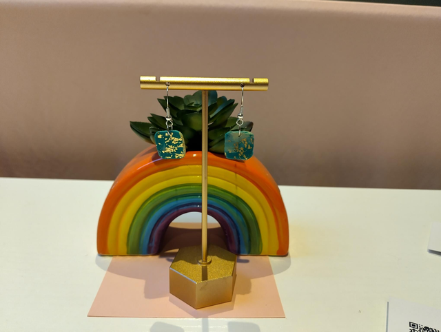 💙 Turquoise & Gold Drop Earrings | 