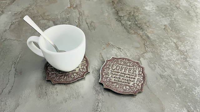 Sous-tasse effet "cuir vieilli", simili-cuir, la paire