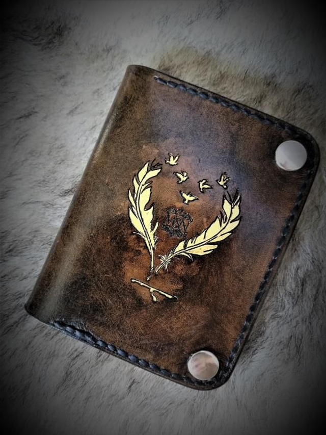 Portefeuille coeur de plumes