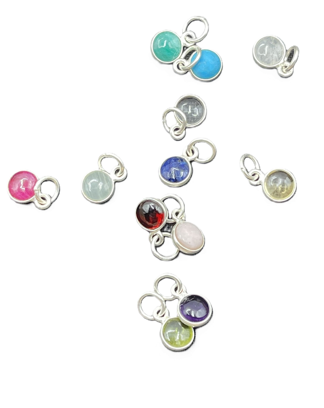 2 birthstones on a Sterling Silver Link Charm Bracelet