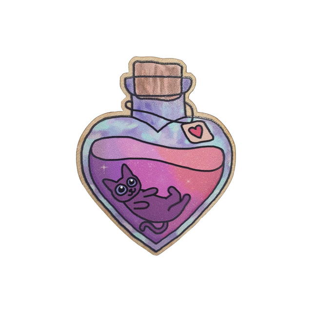 Love Potion Wooden Pin Badge 