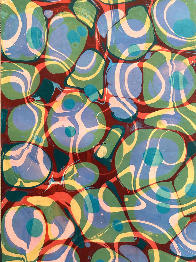 "Pond Life" Polka Dot Marbled Paper