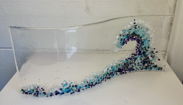 Fused Glass 'Cresting Wave' Wave