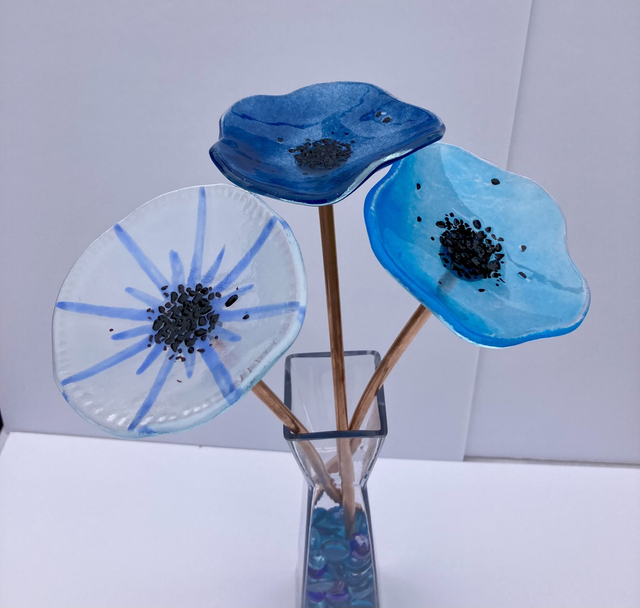 Everlasting flower - set of 3 - blue