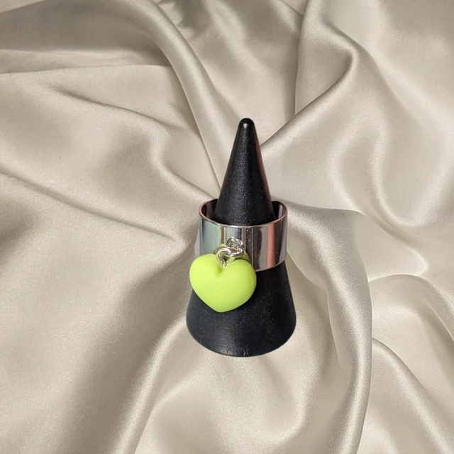 Bague coeur vert pomme 