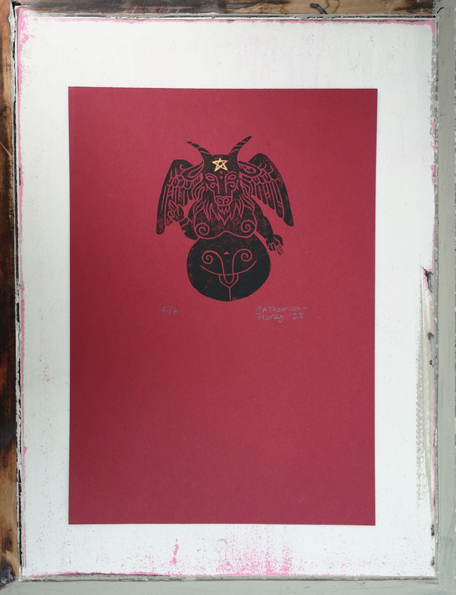 Baphomet - Limited Edition Lino Print (Edition of 6) A4 Size